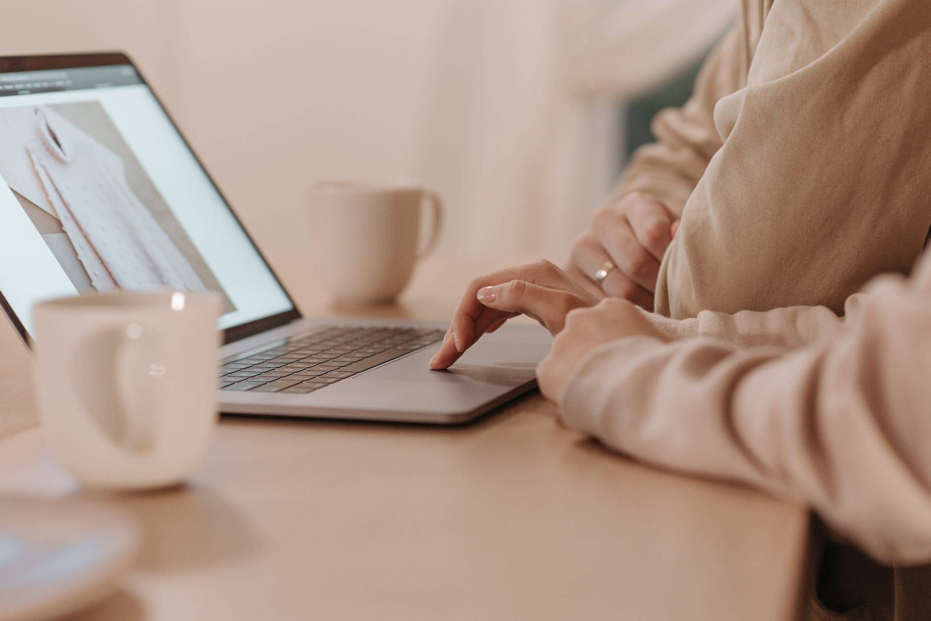 people using a laptop for work at home